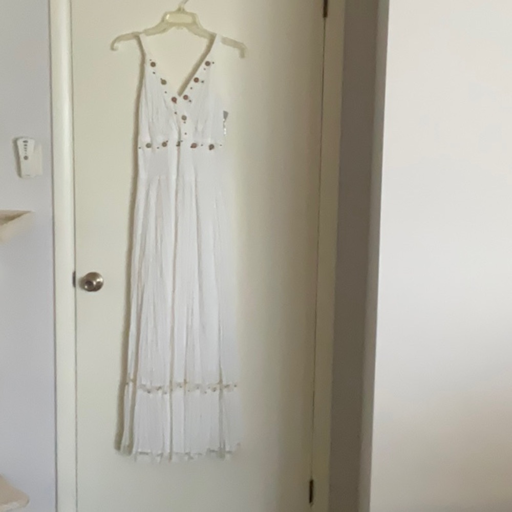 Tribal White Embellished Maxi Sundress